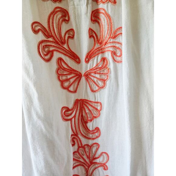 The Webster Miami Target White and Peach Embroidered Peasant Top XL - Picture 5 of 9